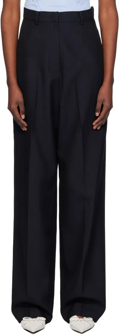 Pushbutton Navy Minimal Wide Trousers