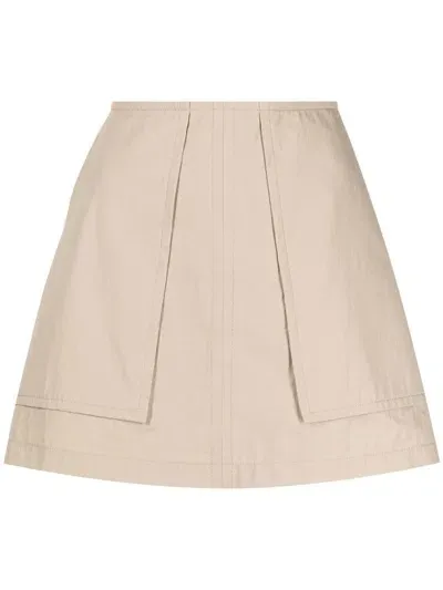 Pushbutton Two-pocket A-line Skirt In Neutrals