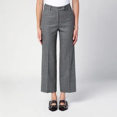 Quelledue Grey Prince Of Wales Trousers In Gray