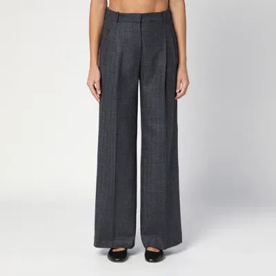 Quelledue Grey Wool Wide Trousers In Gray