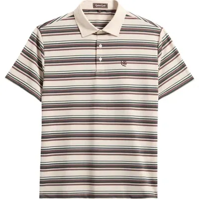 Quiet Golf Monogram Stripe Polo In Brown