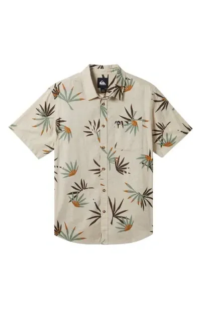 Quiksilver Apero Classic Fit Print Short Sleeve Button-up Shirt In Fog Apero Classic Ss