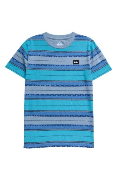 Quiksilver Kids' Fade Stripe Cotton Blend T-shirt In Flint Stone Heather