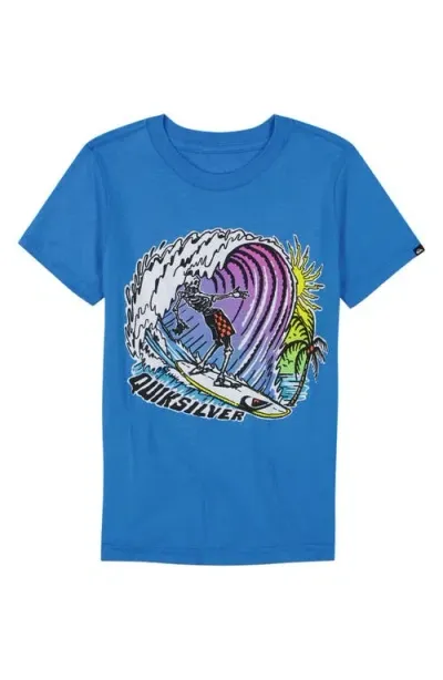 Quiksilver Kids' In The Barrel Cotton Graphic T-shirt In Turquoise