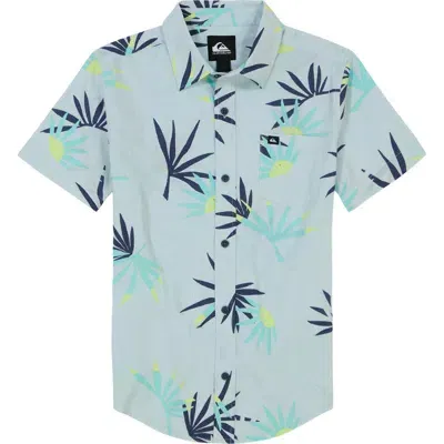 Quiksilver Kids' Palms Classics Short Sleeve Button-up Shirt In Ice Flow