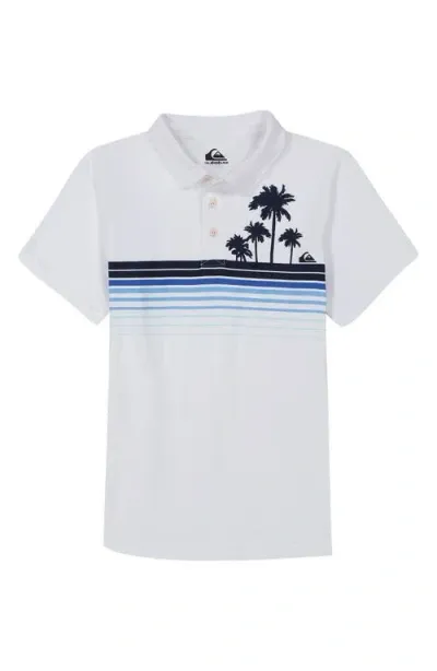 Quiksilver Kids' Stripe Palm Tree Polo In White