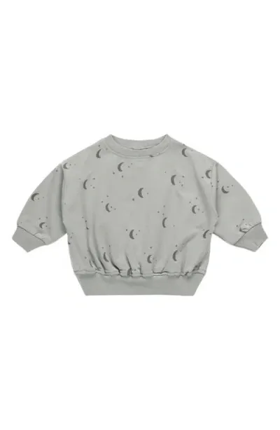 Quincy Mae Babies'  Moon French Terry Sweatshirt In Dusty Blue