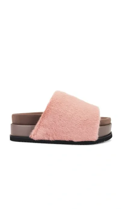 R0am Cloud Stack Faux Fur Sandal In 淡紫色