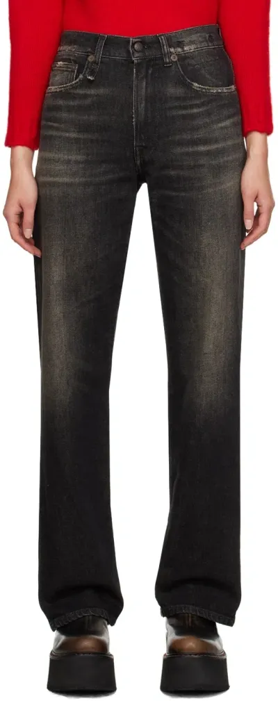 R13 Black Alice Straight Jeans In Abbey Black