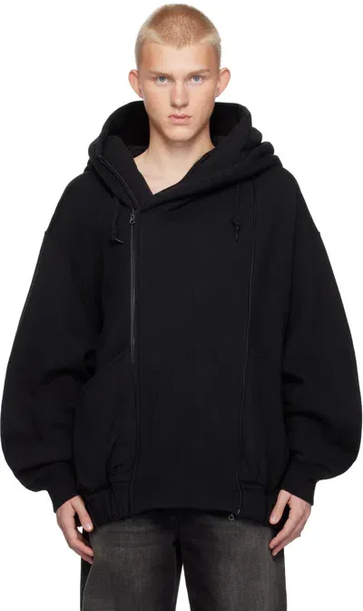 R13 Black Lillian Oversized Parka Hoodie In 001a Black Fleece