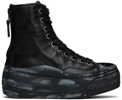 R13 Black Tall Leather Kurt Sneakers