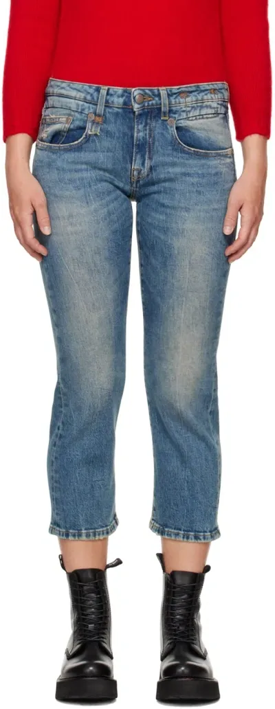 R13 Blue Boy Straight Jeans In Kelly Stretch