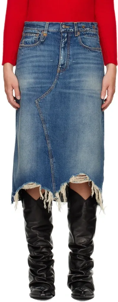 R13 Blue Jesse Denim Midi Skirt In Garnet Blue