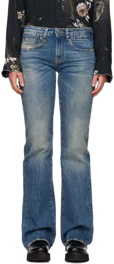 R13 Blue Kick Fit Jeans In Kelly Stretch