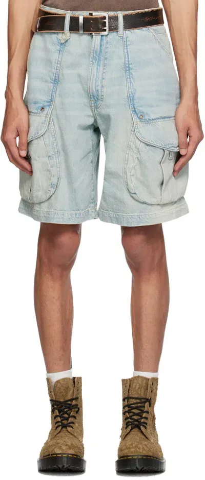 R13 Blue Pocket Denim Shorts In Lennon Blue