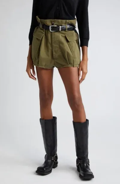 R13 Women's High-rise Cotton Bubble Skort In Olive Herringbone