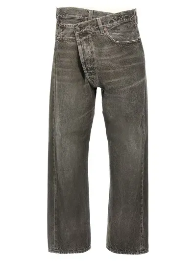 R13 Crossover Cropped Jeans In Grey