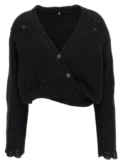 R13 Crossover Distressed Sweater, Cardigans Black