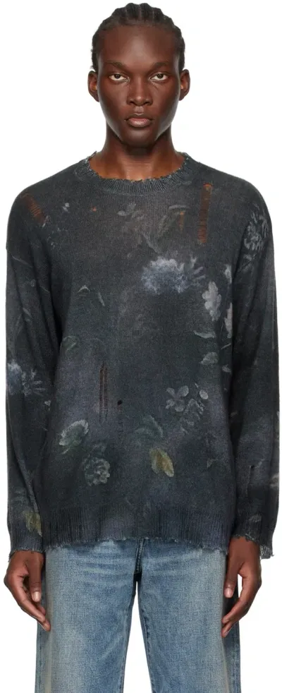 R13 Gray Boyfriend Sweater In Black Floral