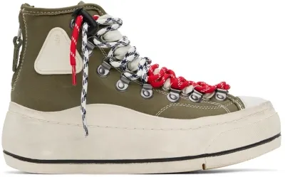 R13 Khaki Double Grommet Kurt Sneakers In Olive