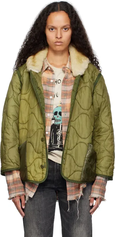 R13 Khaki Refurbished Liner Bomber Jacket In Ref Olive