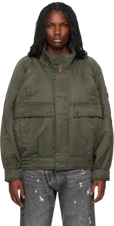 R13 Khaki Ribbed Flight Bomber Jacket In R436a Olive