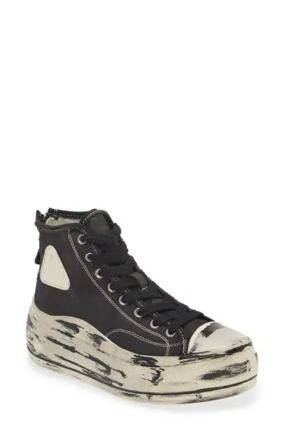 R13 Kurt Platform High Top Sneaker In Black