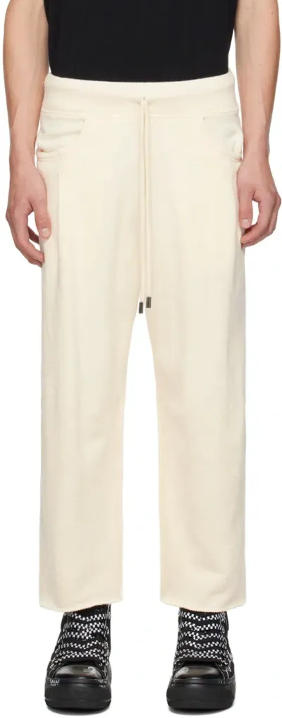 R13 Off-white Cropped Pleated Sweatpants In Natural