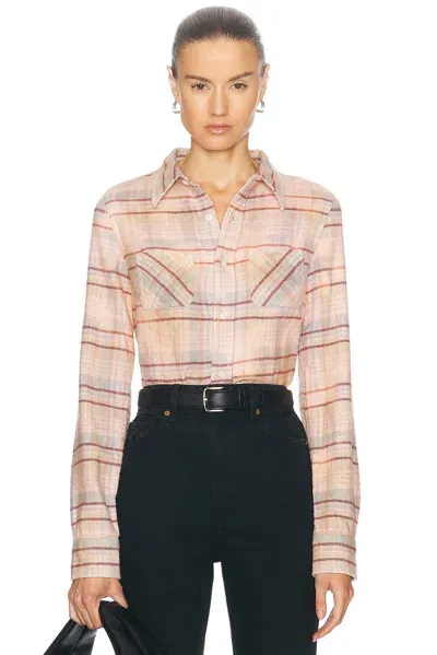 R13 Shrunken Workshirt In Pink Overdyed Plaid