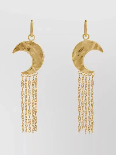 Rabanne Brass Moon Dangly Earrings In Gold