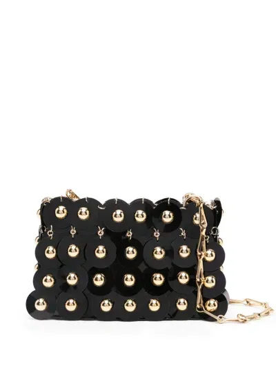 Rabanne Nano Sparkler Shoulder Bag In Black