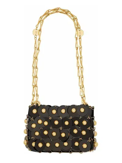 Rabanne Paco  Nano Sparkler Stud Detailed Shoulder Bag In Black