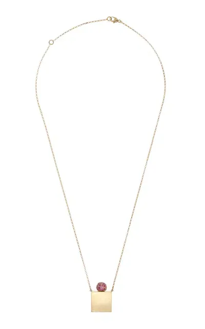 Rachel Quinn 14k Yellow Gold Large Sapphire Necklace In Pink