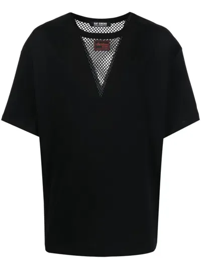 Raf Simons Fishnet-panel Short-sleeve T-shirt In Black