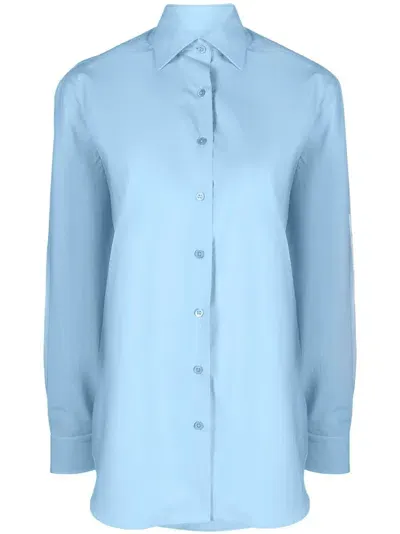 Raf Simons Oversized Logo-patch Shirt In Blue