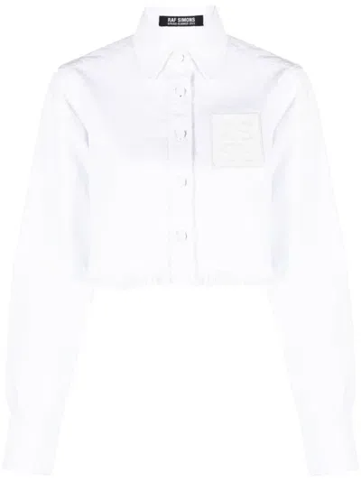 Raf Simons Logo-patch Cropped Shirt In Weiss