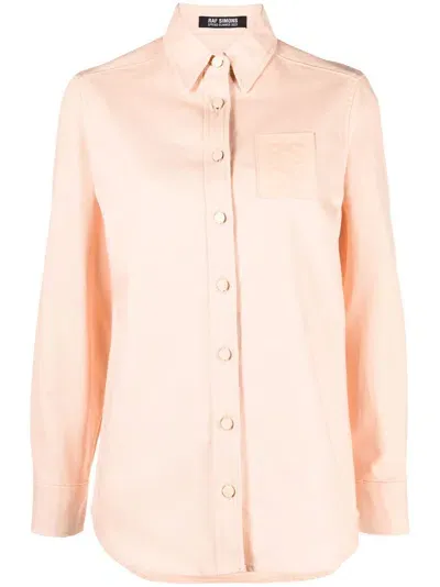 Raf Simons Logo-patch Long-sleeve Shirt In Rosa