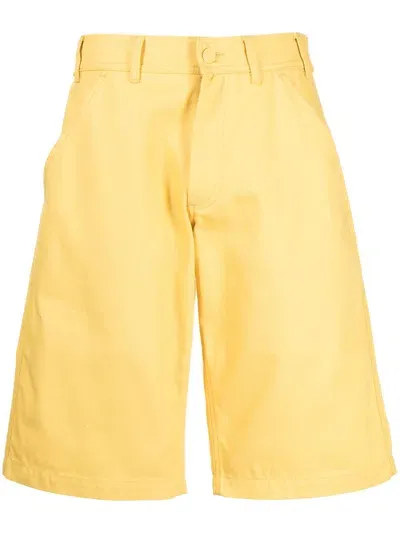 Raf Simons Logo-patch Tailored Shorts In Yellow