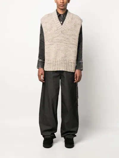 Raf Simons Wide-leg Cotton-blend Trousers In Black