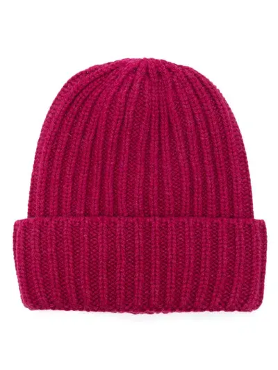 Raffaele Bettini Ribbed Beanie In Bordeaux