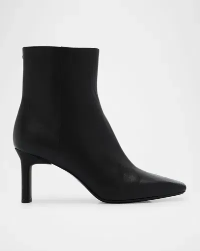 Rag & Bone Aja Leather Ankle Zip Booties In Blk