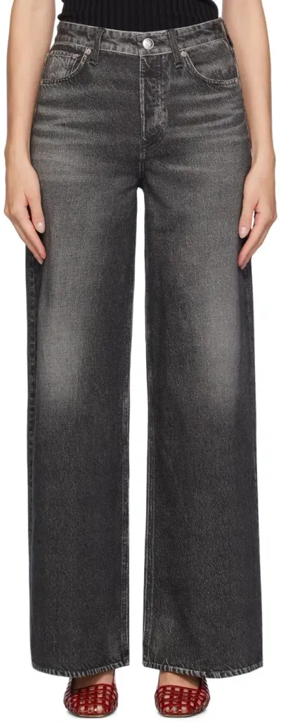 Rag & Bone Black Miramar Sofie Full Length Wide-leg Trousers In Blue