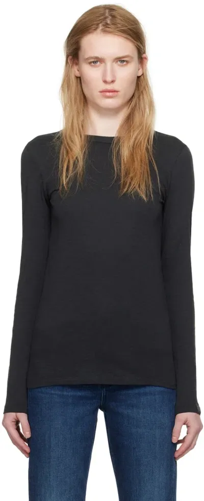 Rag & Bone Black 'the Slub Long Sleeve' T-shirt In Blk