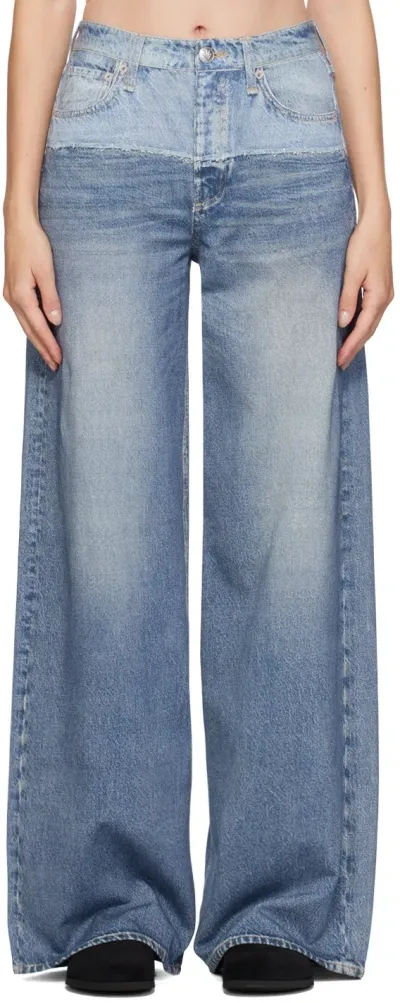 Rag & Bone Blue Miramar Sofie Full Length Wide-leg Trousers In Antonia