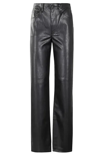 Rag & Bone Sid Faux Leather Wide-leg Trousers In Schwarz