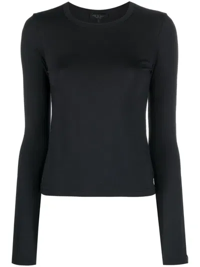 Rag & Bone Long-sleeve Modal T-shirt In Black