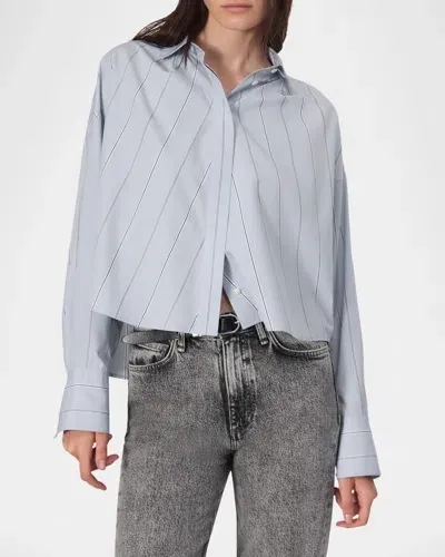 Rag & Bone Martha Long-sleeve Poplin Shirt In Ltblue Str