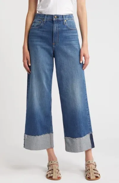 Rag & Bone Andi Cuffed High Waist Wide Leg Ankle Jeans In Clover