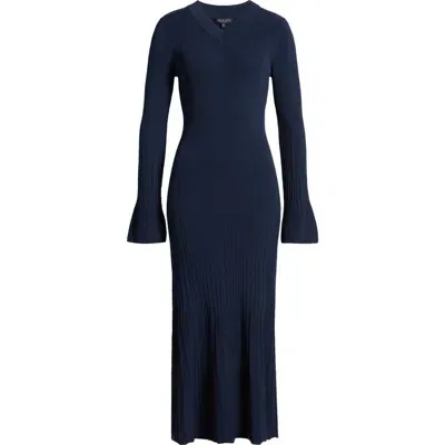 Rag & Bone Austen Long Sleeve Rib Sweater Dress In Navy