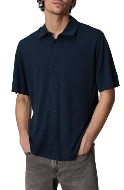 Rag & Bone Dalton Cotton-jersey Shirt In Navy